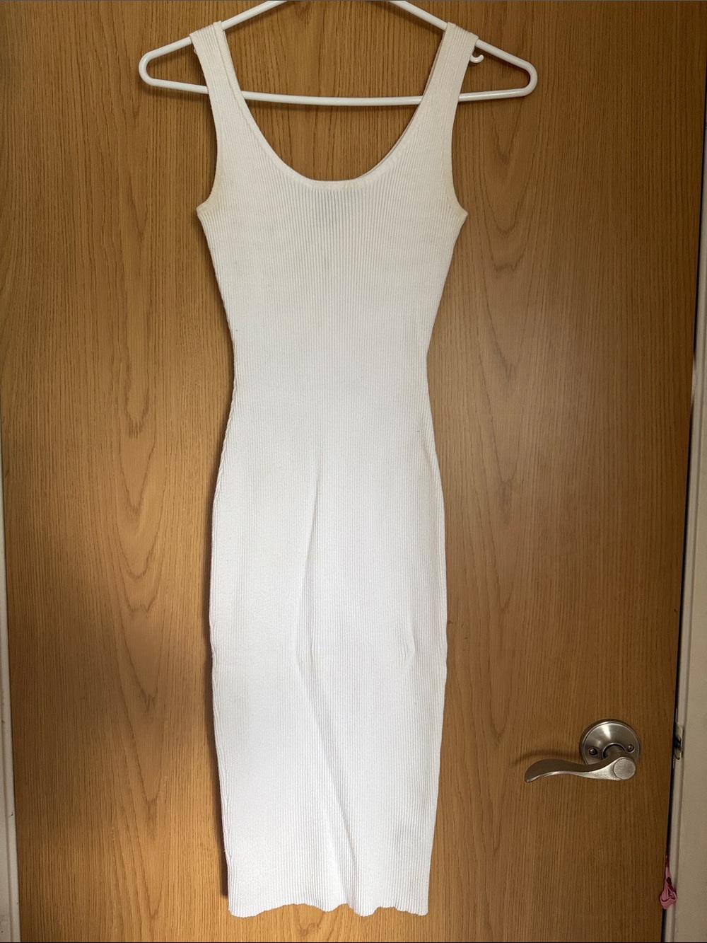 Classic White Ribbed Tank Midi Dress - Sleek Everyday Style